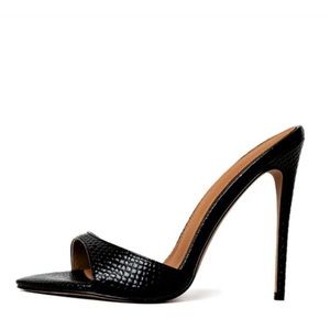 Metallic black mules